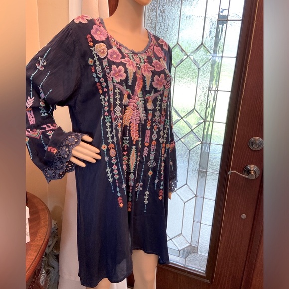 Johnny Was Embroidered Lulu Hummingbirds Tunic/ Mini Dress size XLP scoop neck - Picture 15 of 16